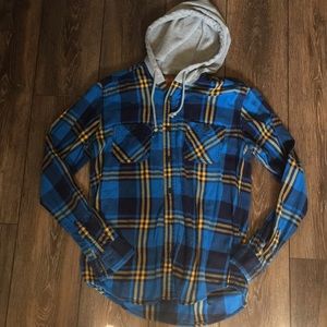 90’s Style Red Camel Flannel with hood.